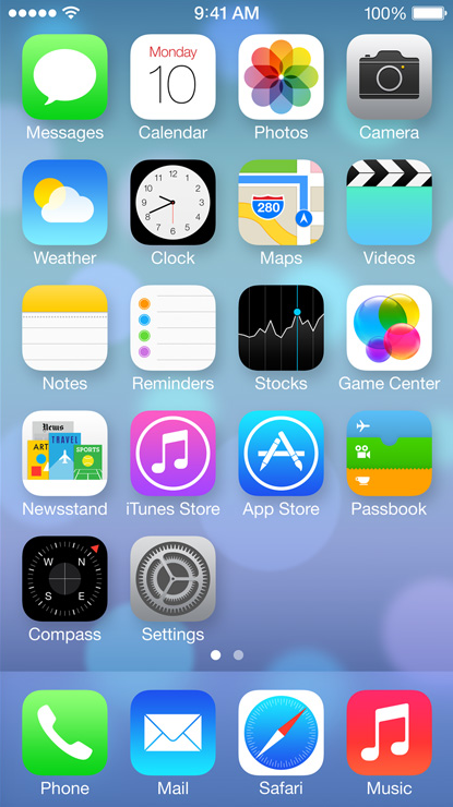 iOS 7 homescreen