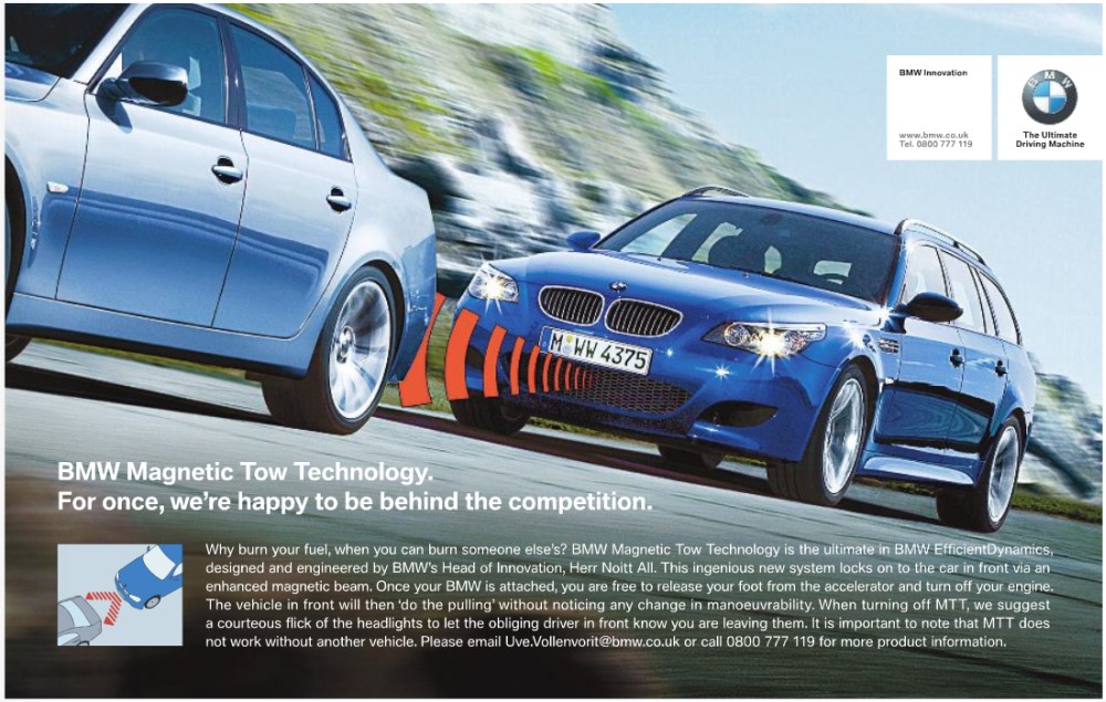 BMW advert, 1st April